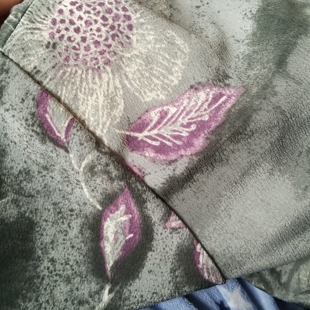 Vintage Tanjay Green Purple Floral Plants Button Down Shirt Ethereal Garden 20W - Picture 7 of 7